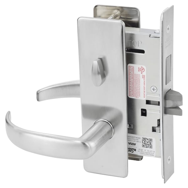 Privacy, Bedroom or Bathroom Mortise Lock, PS Lever, M Escutcheon, Satin Chrome